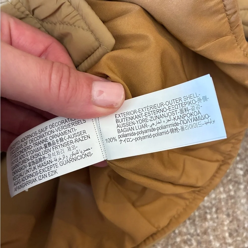 Zara Kids Tan Quilted Puffer Jacket Size 6-7 Snap Closure